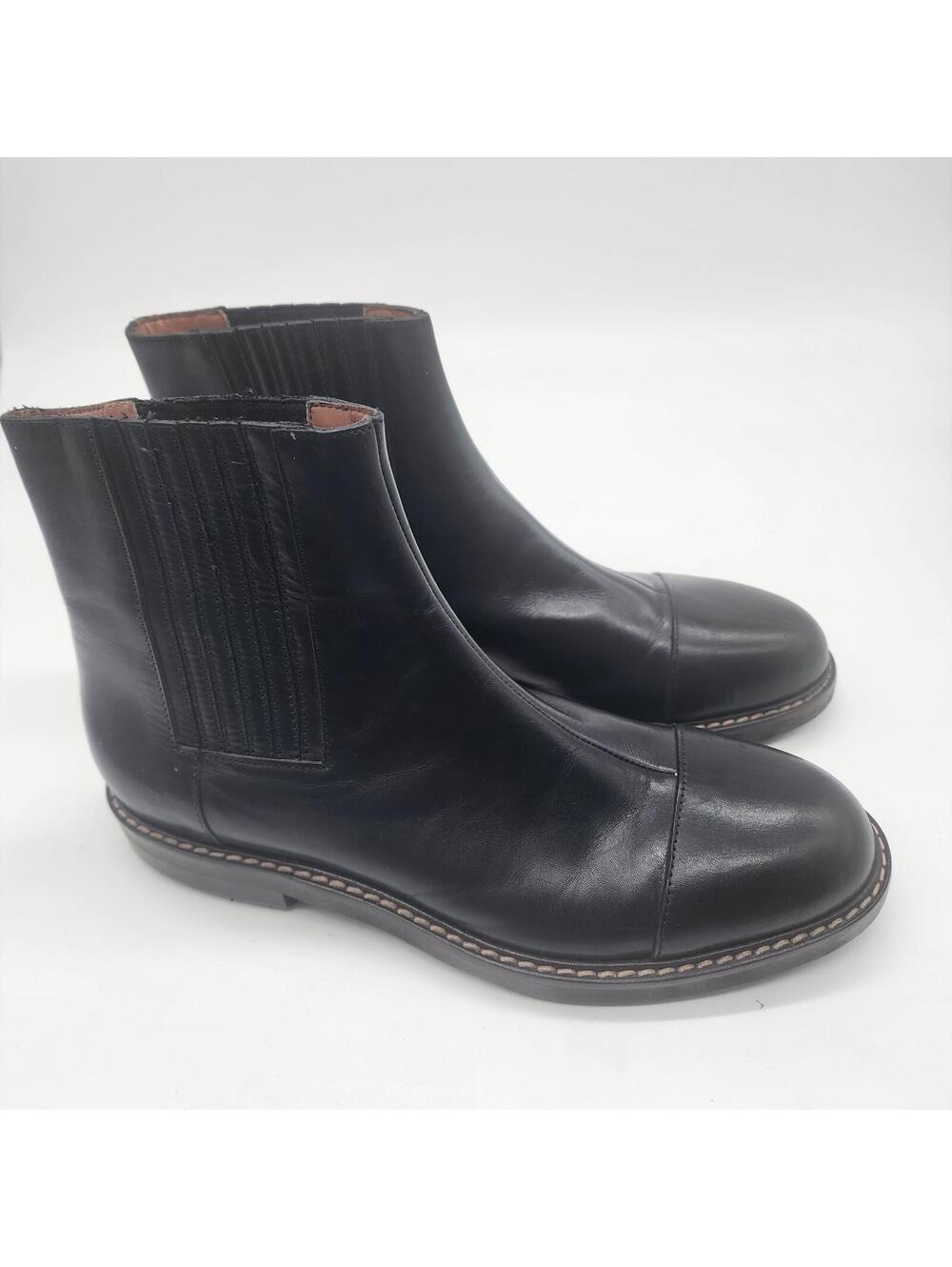 Marni Black Leather Ankle Boots Vibram Sole Italy EU 40 US 10